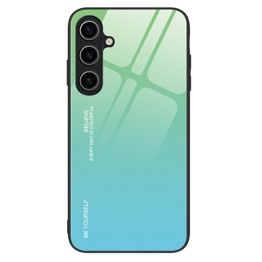 Til Samsung Galaxy A15 5G Bagcover Gradient Farvet Hærdet Glas Telefoncover Beskytter
