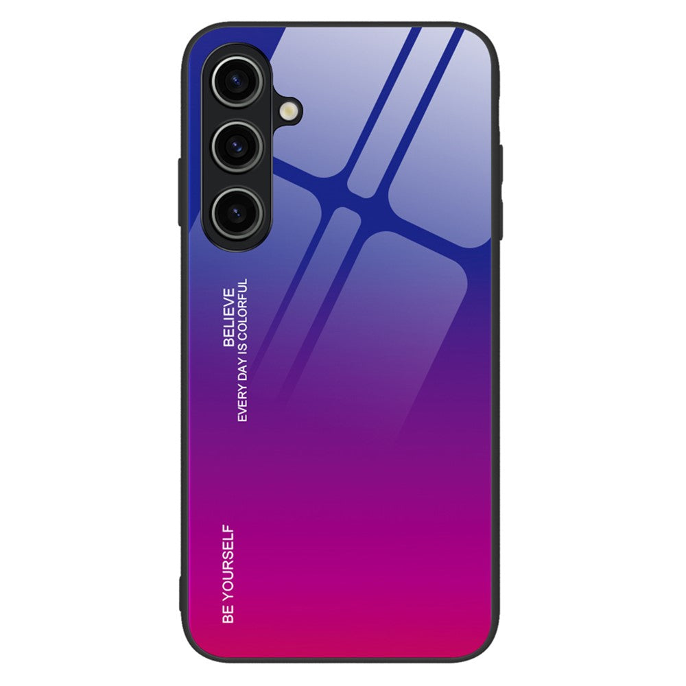 Til Samsung Galaxy A15 5G Bagcover Gradient Farvet Hærdet Glas Telefoncover Beskytter