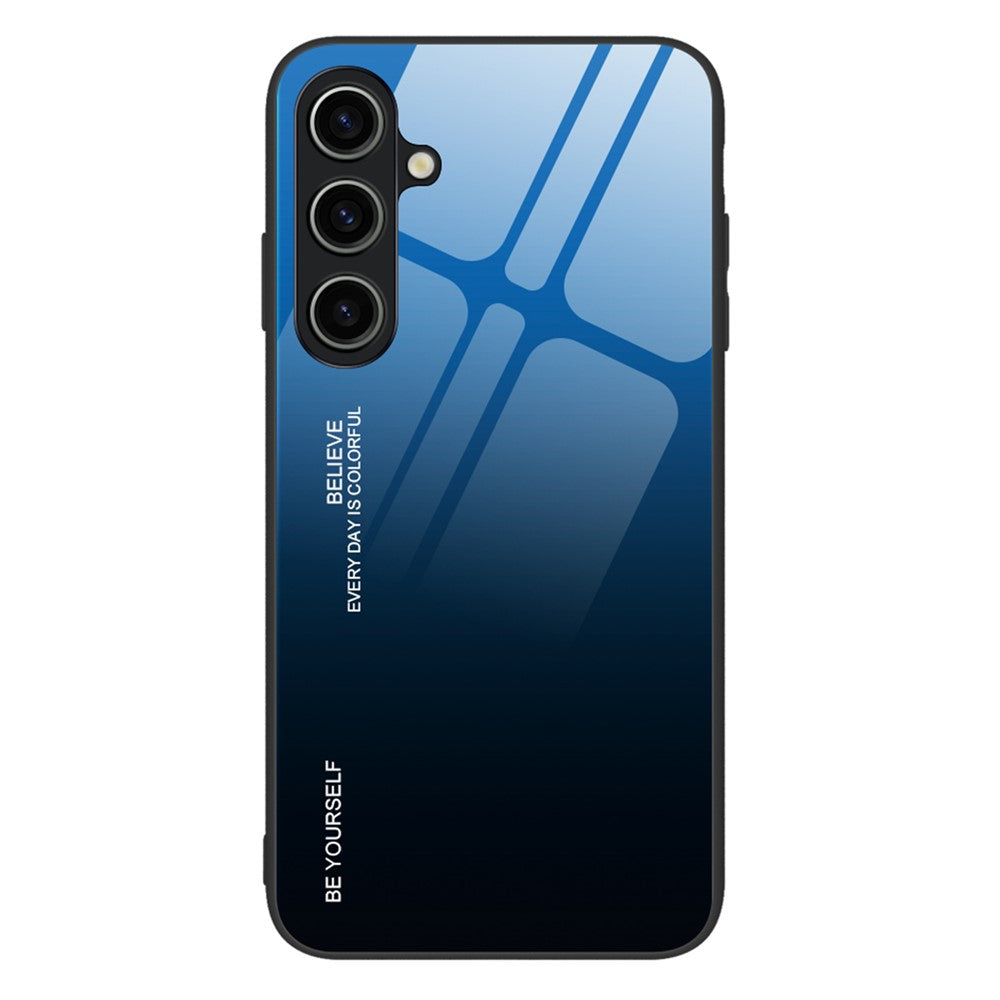 Til Samsung Galaxy A15 5G Bagcover Gradient Farvet Hærdet Glas Telefoncover Beskytter