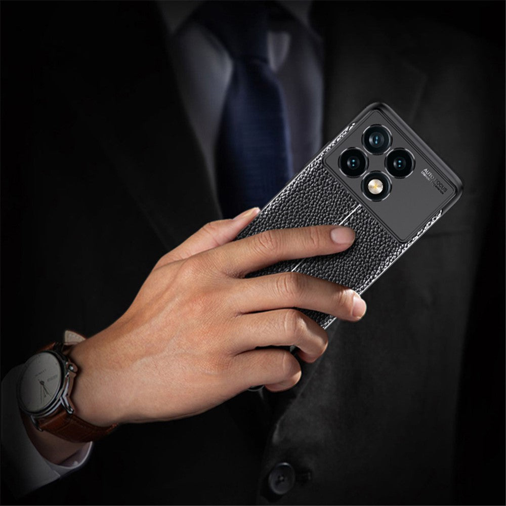 For Xiaomi Redmi K70E 5G / Poco X6 Pro 5G TPU Case Shock Absorbing Litchi Texture Back Cover