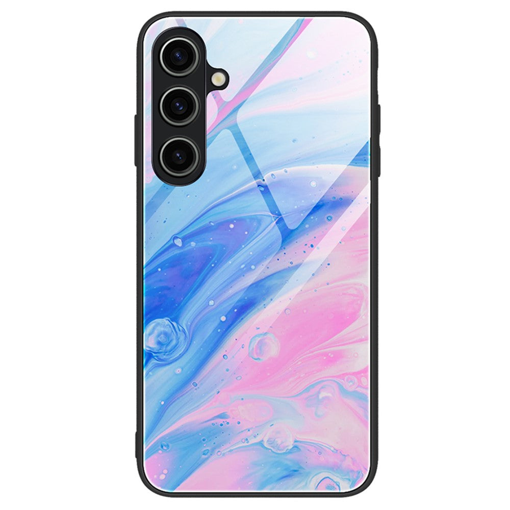 For Samsung Galaxy A35 5G Marble Pattern Case Tempered Glass+PC+TPU Phone Cover