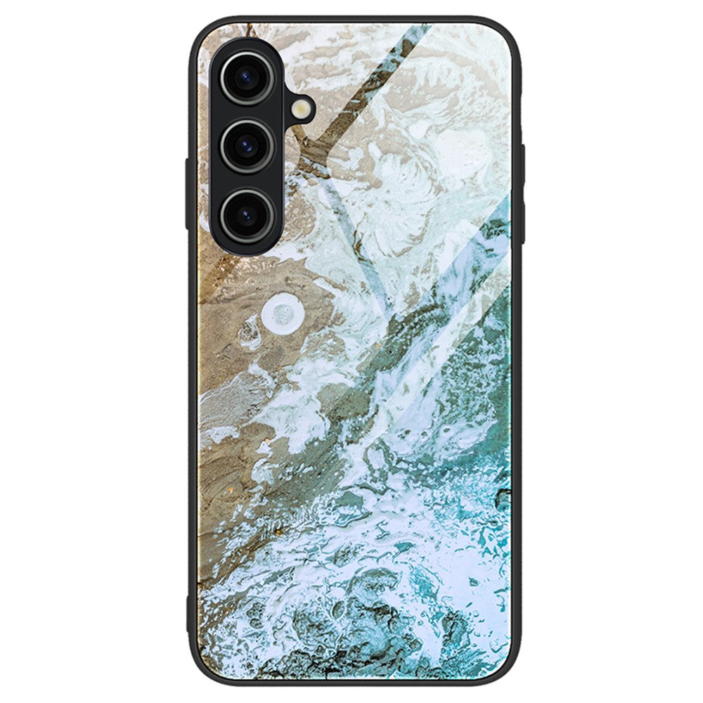 For Samsung Galaxy A35 5G Marble Pattern Case Tempered Glass+PC+TPU Phone Cover