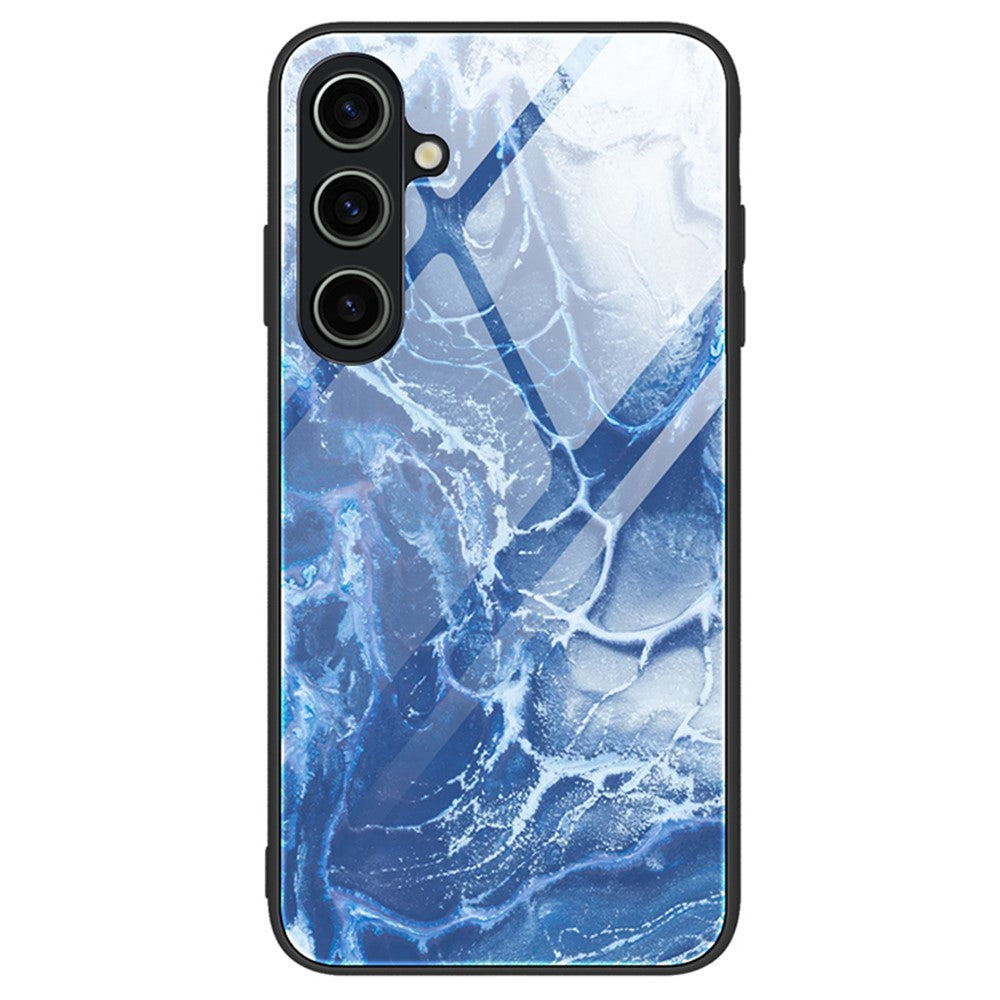 For Samsung Galaxy A35 5G Marble Pattern Case Tempered Glass+PC+TPU Phone Cover