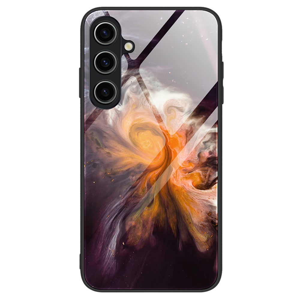 For Samsung Galaxy A35 5G Marble Pattern Case Tempered Glass+PC+TPU Phone Cover