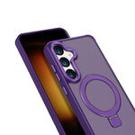 For Samsung Galaxy S24 Magnetic Case Anti-Drop TPU+PC Kickstand Phone Cover