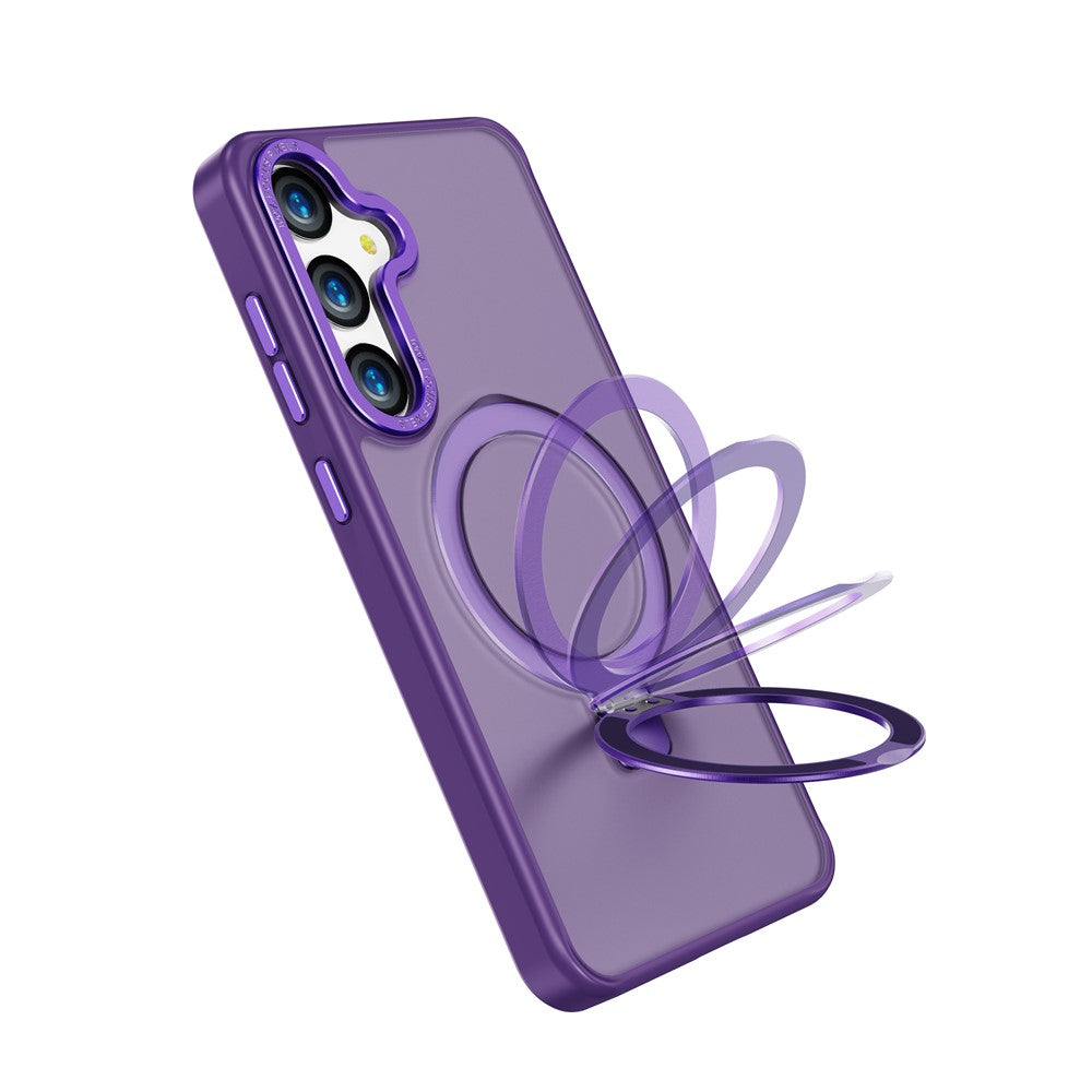 For Samsung Galaxy S24 Magnetic Case Anti-Drop TPU+PC Kickstand Phone Cover