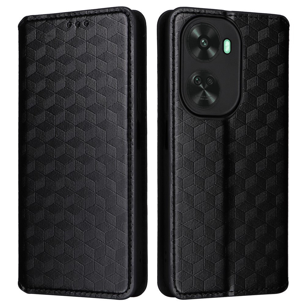 For Huawei nova 11 SE / nova 12 SE 4G Stand View Cover Rhombus Pattern Imprinted Phone Case