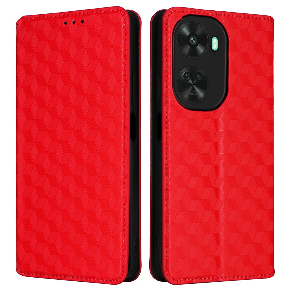 For Huawei nova 11 SE / nova 12 SE 4G Stand View Cover Rhombus Pattern Imprinted Phone Case