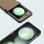 ABEEL For Samsung Galaxy Z Flip5 5G Slim Phone Case Hinge Protection Litchi Texture Back Cover