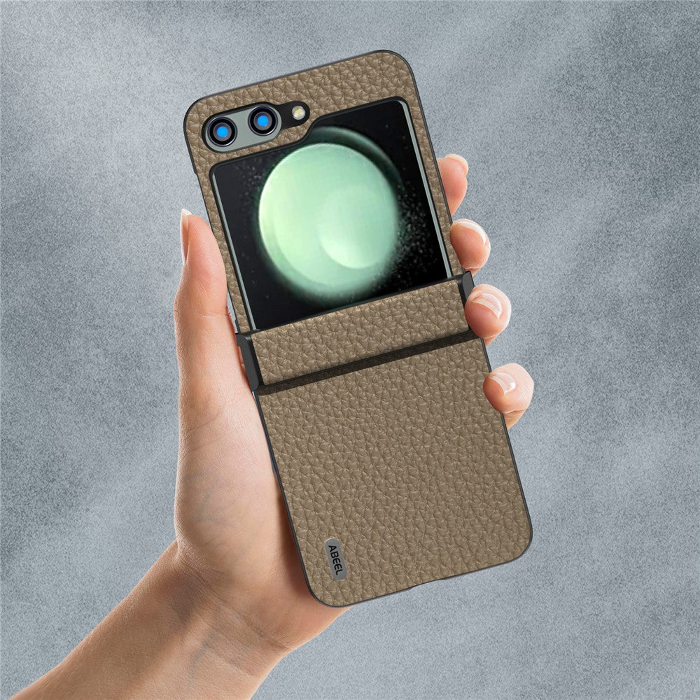ABEEL For Samsung Galaxy Z Flip5 5G Slim Phone Case Hinge Protection Litchi Texture Back Cover