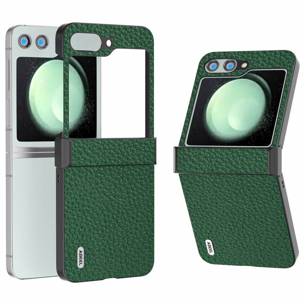ABEEL For Samsung Galaxy Z Flip5 5G Slim Phone Case Hinge Protection Litchi Texture Back Cover