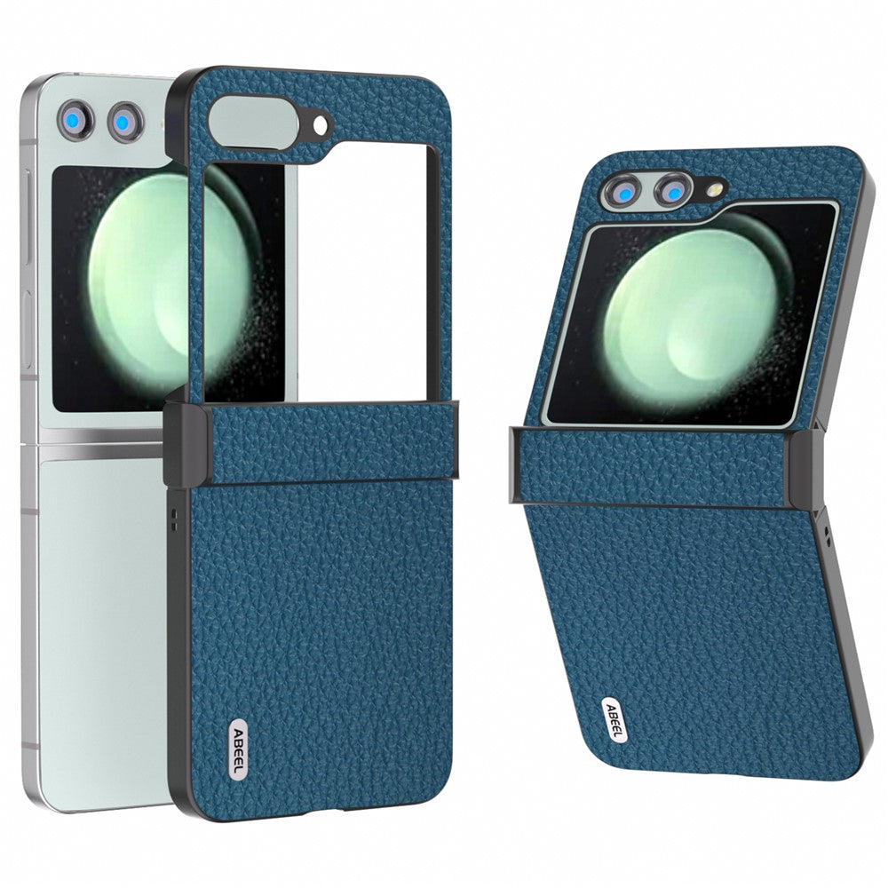 ABEEL For Samsung Galaxy Z Flip5 5G Slim Phone Case Hinge Protection Litchi Texture Back Cover