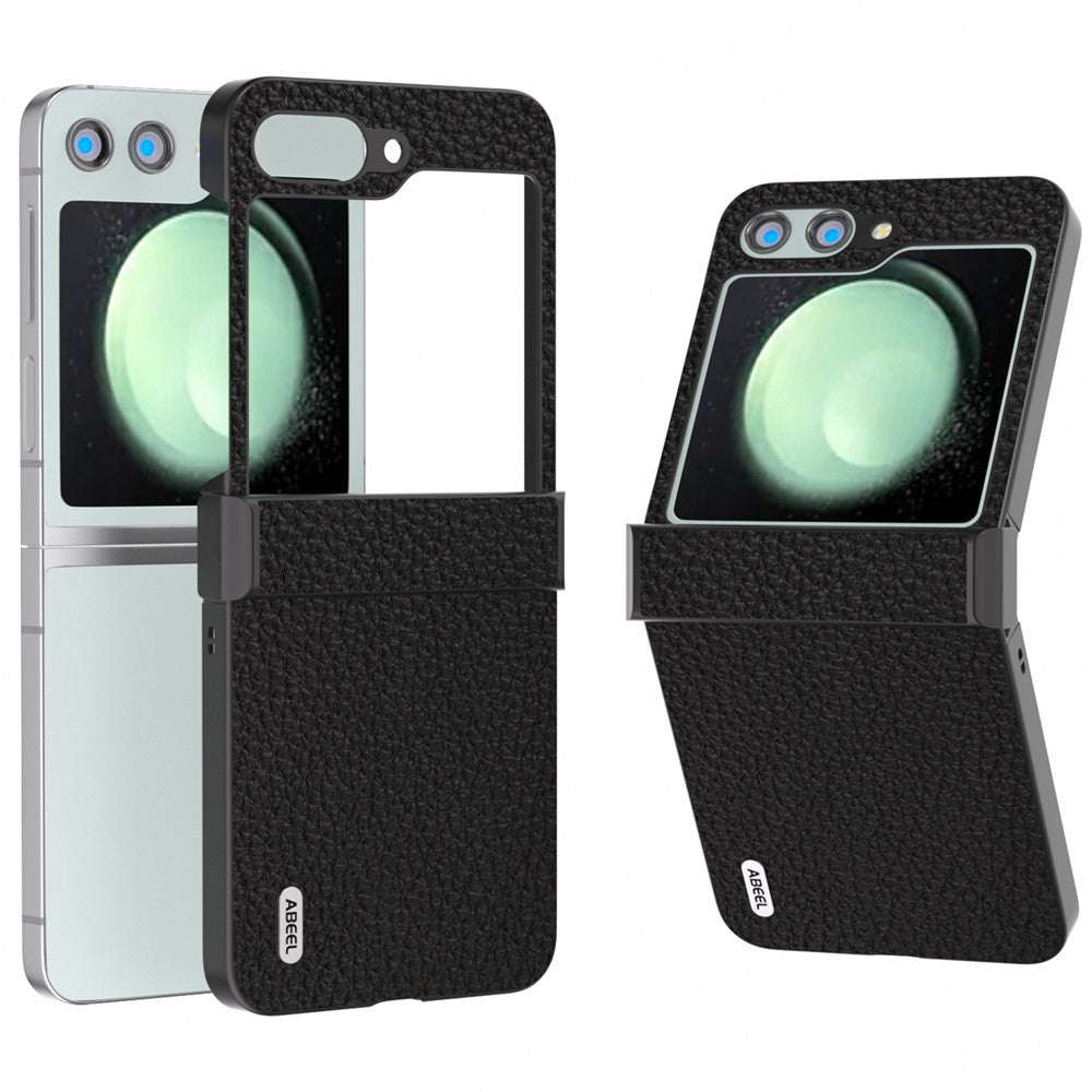 ABEEL For Samsung Galaxy Z Flip5 5G Slim Phone Case Hinge Protection Litchi Texture Back Cover