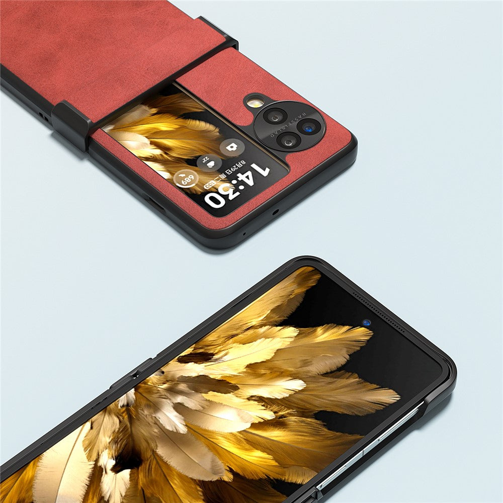 ABEEL For Oppo Find N3 Flip 5G Phone Case PU Leather Hinge Protection Cover