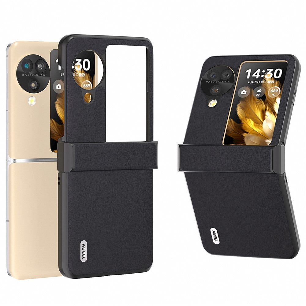 ABEEL For Oppo Find N3 Flip 5G Phone Case Hinge Protection Textured PU Leather Cover