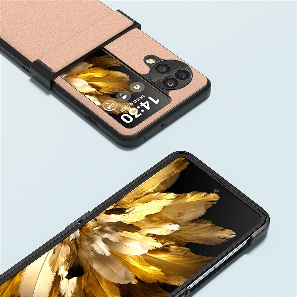 ABEEL For Oppo Find N3 Flip 5G Hinge Protection Case Genuine Cow Leather Back Cover