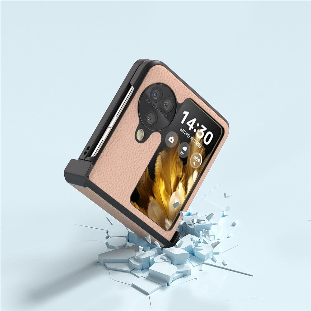 ABEEL For Oppo Find N3 Flip 5G Hinge Protection Case Genuine Cow Leather Back Cover