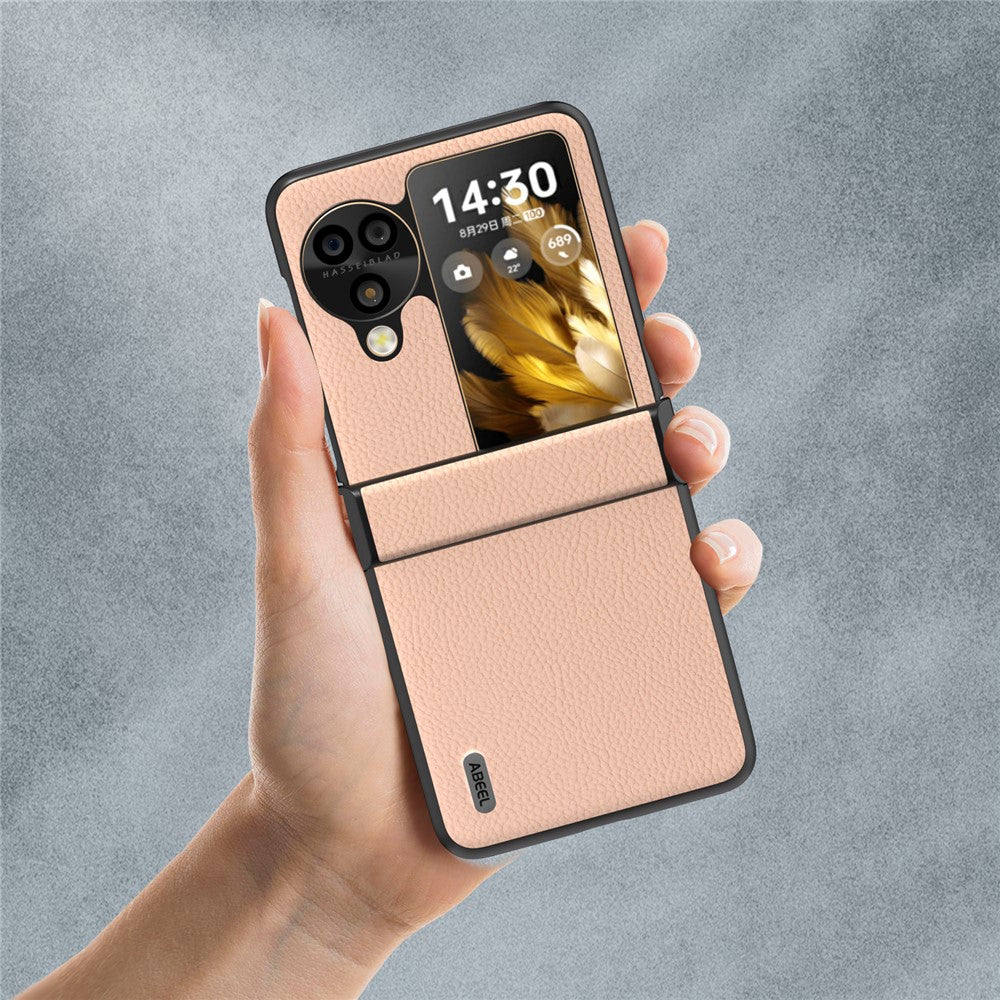 ABEEL For Oppo Find N3 Flip 5G Hinge Protection Case Genuine Cow Leather Back Cover