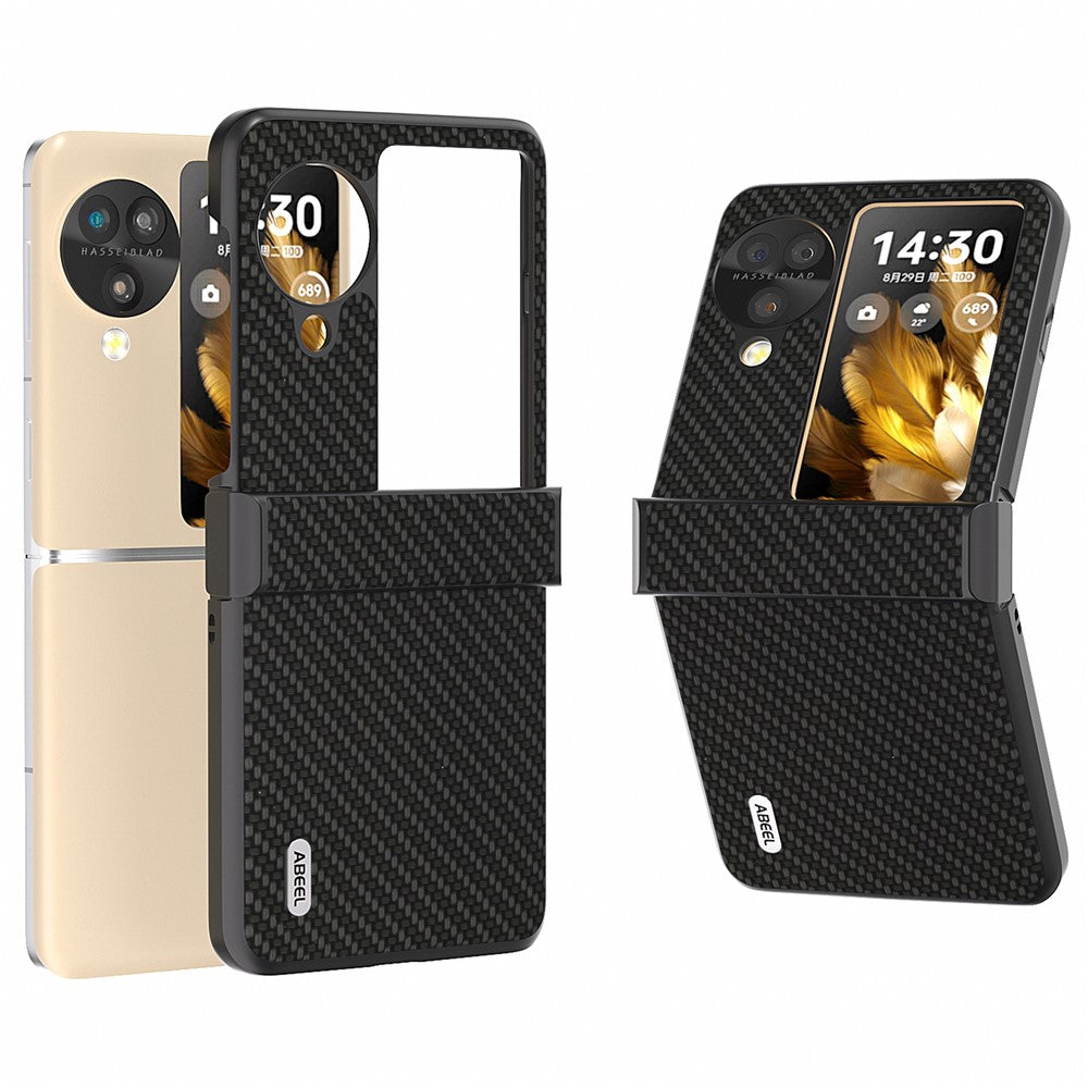 ABEEL For Oppo Find N3 Flip 5G Protective Phone Case Carbon Fiber Texture Cover