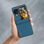 ABEEL For Oppo Find N3 Flip 5G Phone Case Genuine Cow Leather+PC Hinge Protection Cover
