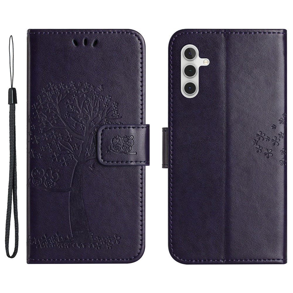 For Samsung Galaxy A35 5G Case Owl Tree Imprinted Leather Stand Wallet Phone Cover