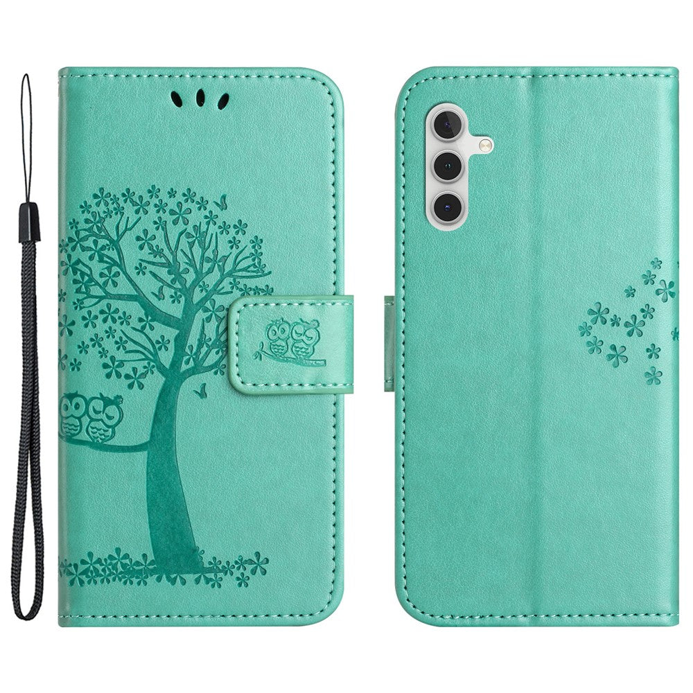For Samsung Galaxy A35 5G Case Owl Tree Imprinted Leather Stand Wallet Phone Cover