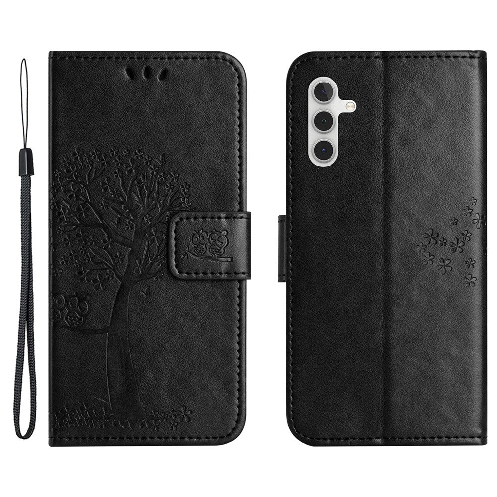 For Samsung Galaxy A35 5G Case Owl Tree Imprinted Leather Stand Wallet Phone Cover