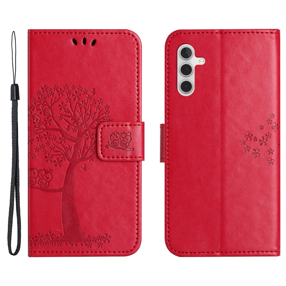 For Samsung Galaxy A35 5G Case Owl Tree Imprinted Leather Stand Wallet Phone Cover