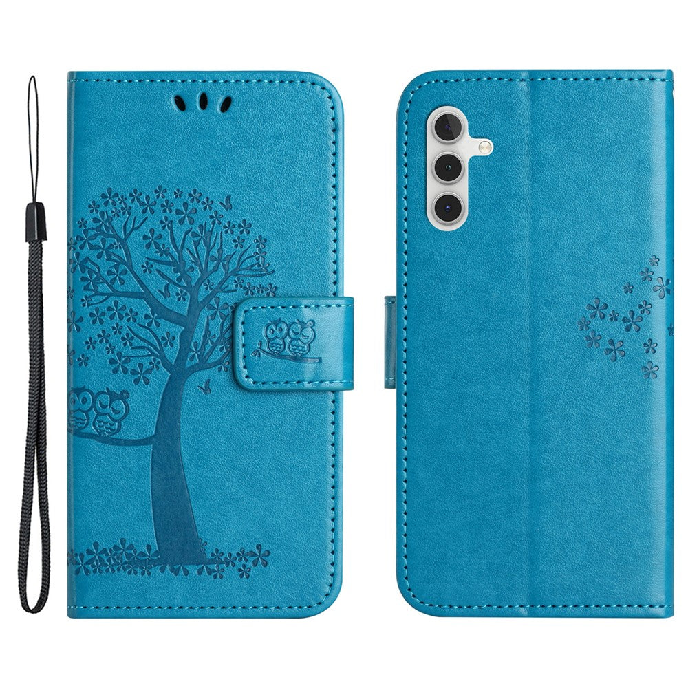 For Samsung Galaxy A35 5G Case Owl Tree Imprinted Leather Stand Wallet Phone Cover