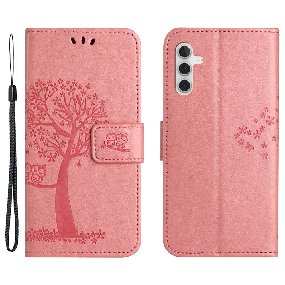 For Samsung Galaxy A35 5G Case Owl Tree Imprinted Leather Stand Wallet Phone Cover