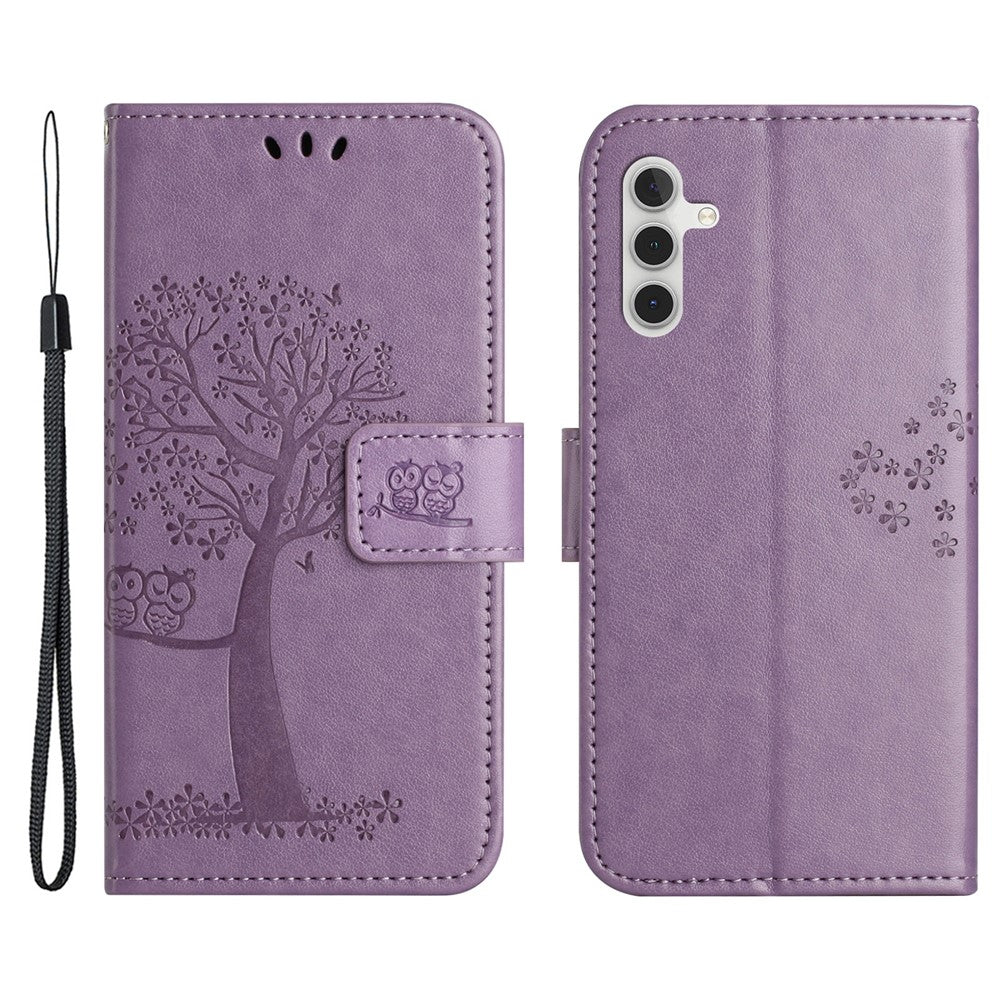 For Samsung Galaxy A35 5G Case Owl Tree Imprinted Leather Stand Wallet Phone Cover