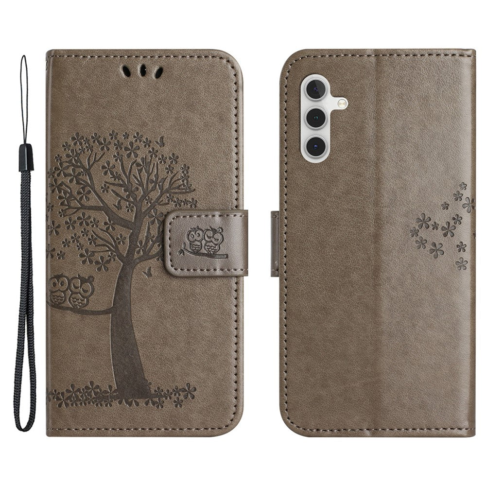 For Samsung Galaxy A35 5G Case Owl Tree Imprinted Leather Stand Wallet Phone Cover