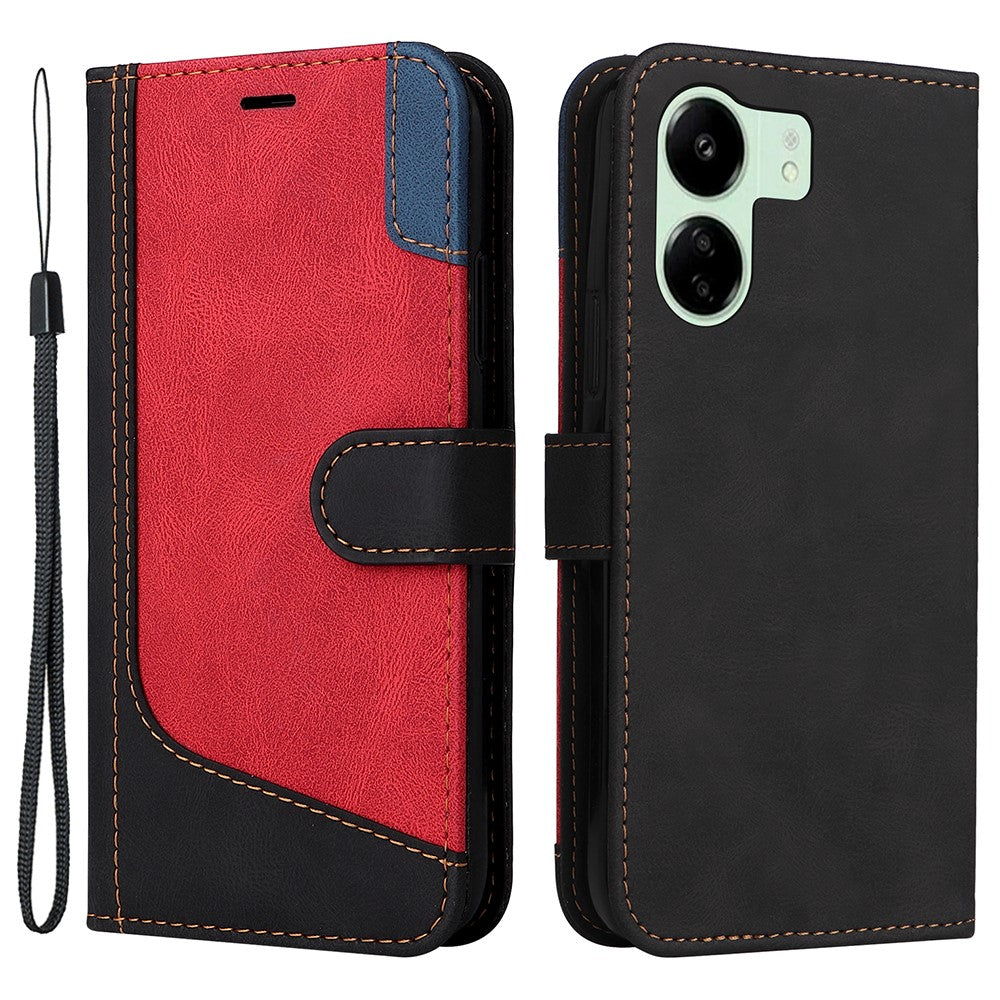 For Xiaomi Redmi 13C 4G / 13C 5G / 13R 5G / Poco M6 5G / Poco C65 4G Phone Case PU Leather Three-Color Splicing Flip Cover