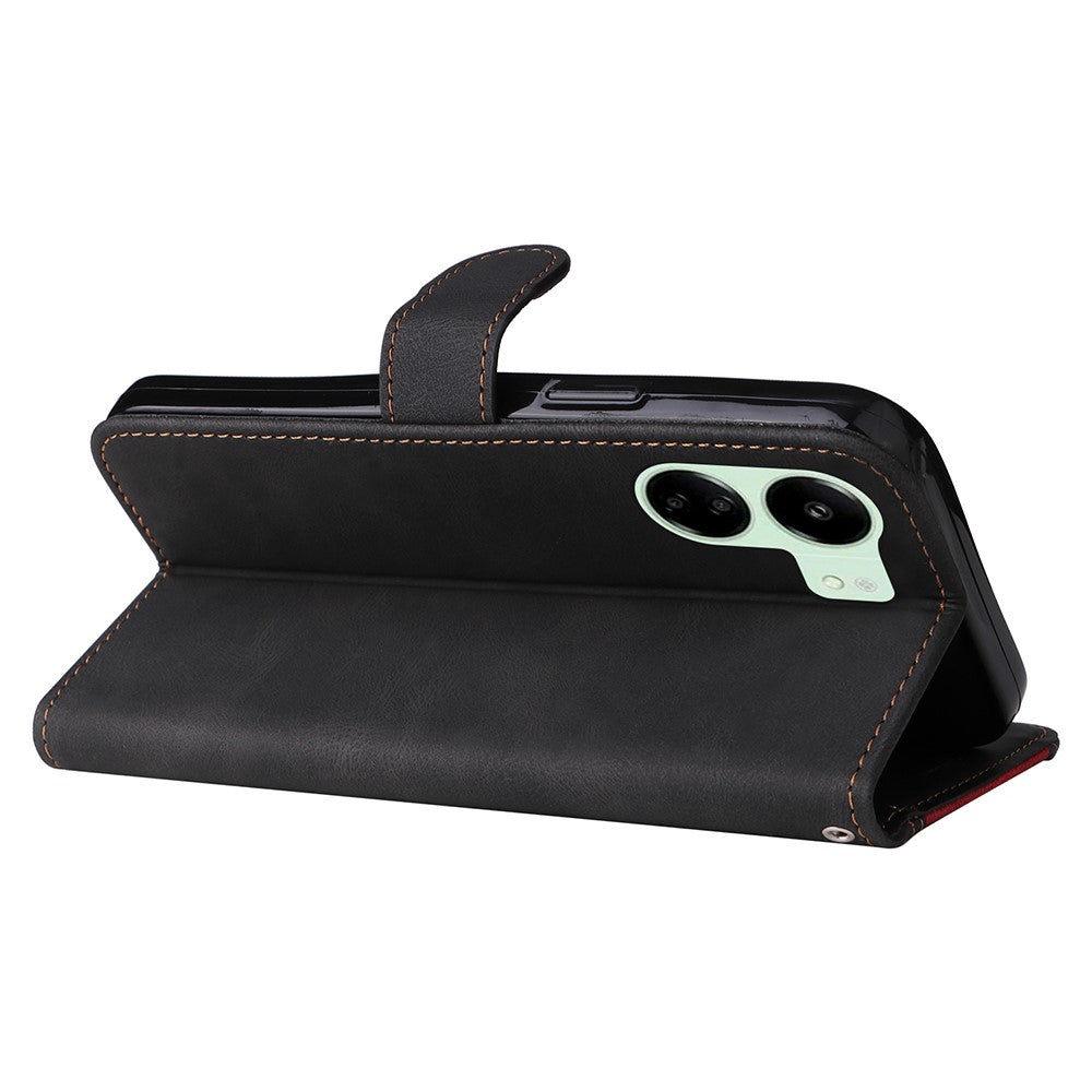 For Xiaomi Redmi 13C 4G / 13C 5G / 13R 5G / Poco M6 5G / Poco C65 4G Phone Case PU Leather Three-Color Splicing Flip Cover