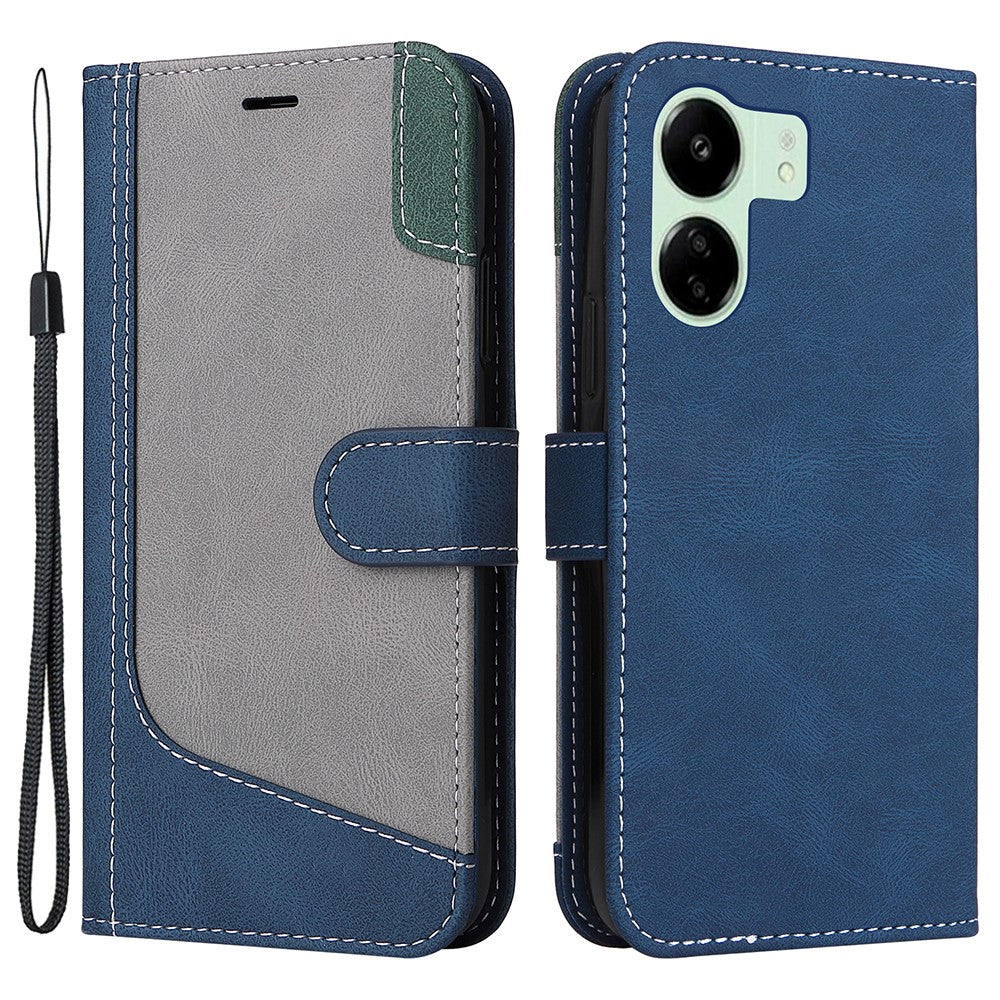 For Xiaomi Redmi 13C 4G / 13C 5G / 13R 5G / Poco M6 5G / Poco C65 4G Phone Case PU Leather Three-Color Splicing Flip Cover