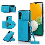Til Samsung Galaxy A15 4G / 5G Cover Kortholder PU+TPU Cover med Skulderrem