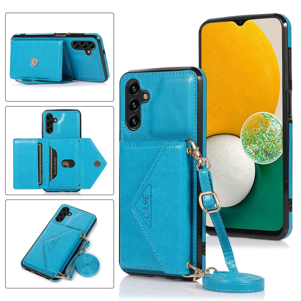 Til Samsung Galaxy A15 4G / 5G Cover Kortholder PU+TPU Cover med Skulderrem