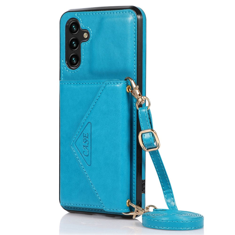 Til Samsung Galaxy A15 4G / 5G Cover Kortholder PU+TPU Cover med Skulderrem