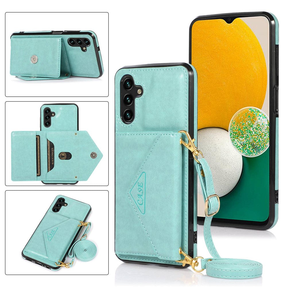 Til Samsung Galaxy A15 4G / 5G Cover Kortholder PU+TPU Cover med Skulderrem