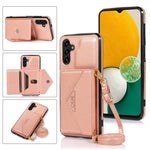 Til Samsung Galaxy A15 4G / 5G Cover Kortholder PU+TPU Cover med Skulderrem