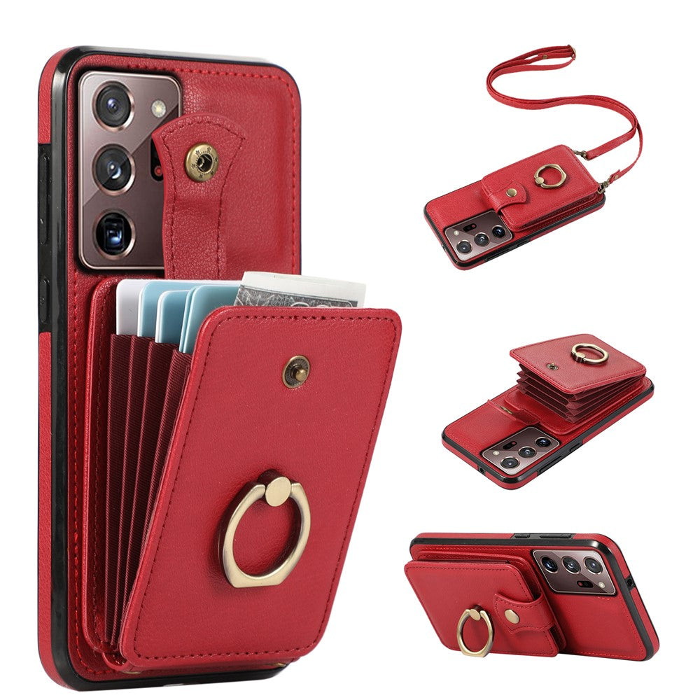 For Samsung Galaxy Note20 Ultra 5G / Note20 Ultra Case TPU+PU Leather Card Holder Kickstand Phone Cover