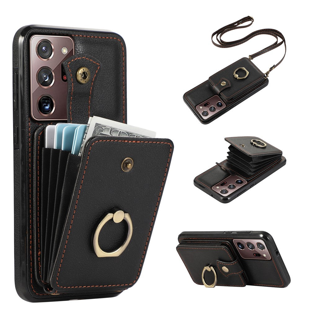 For Samsung Galaxy Note20 Ultra 5G / Note20 Ultra Case TPU+PU Leather Card Holder Kickstand Phone Cover