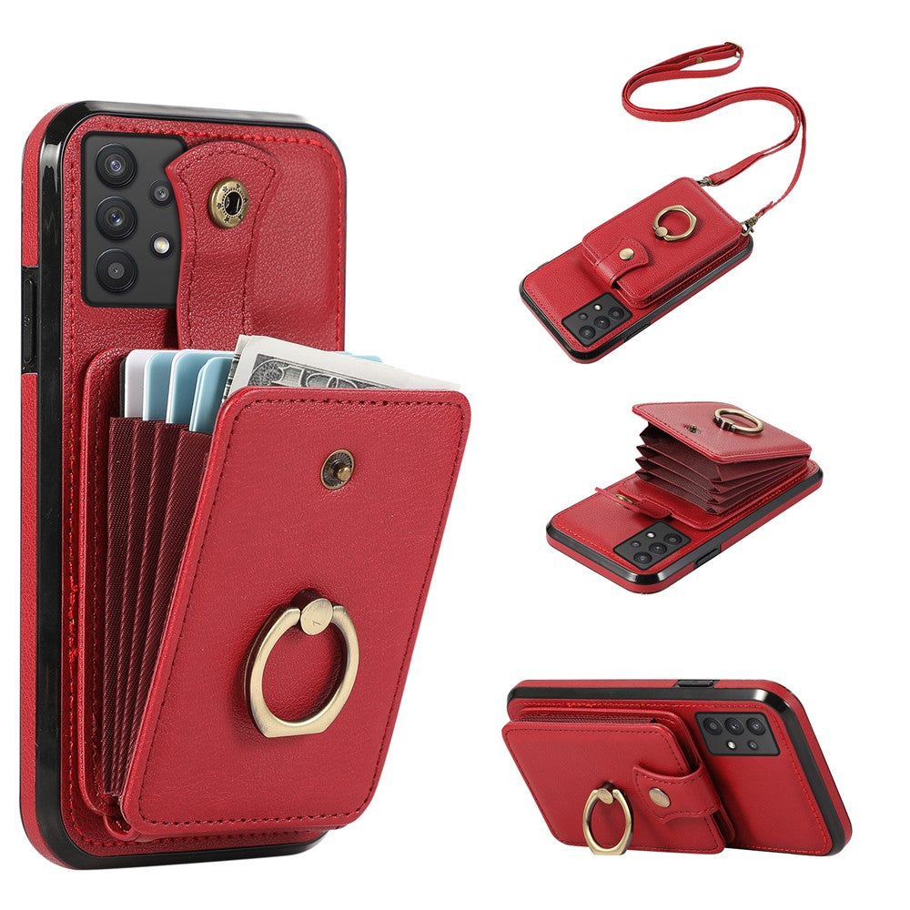 TPU+PU Leather Phone Cover for Samsung Galaxy A32 5G / M32 5G Case Card Holder Kickstand Shell