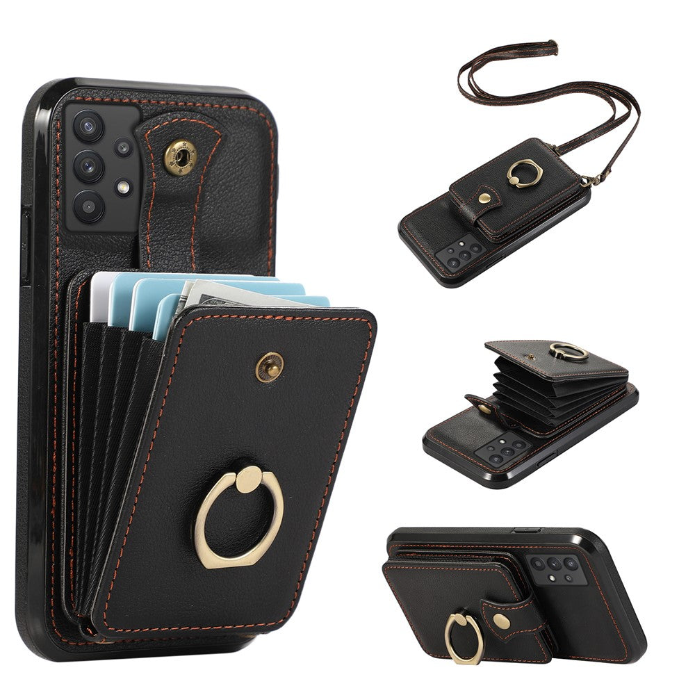 TPU+PU Leather Phone Cover for Samsung Galaxy A32 5G / M32 5G Case Card Holder Kickstand Shell