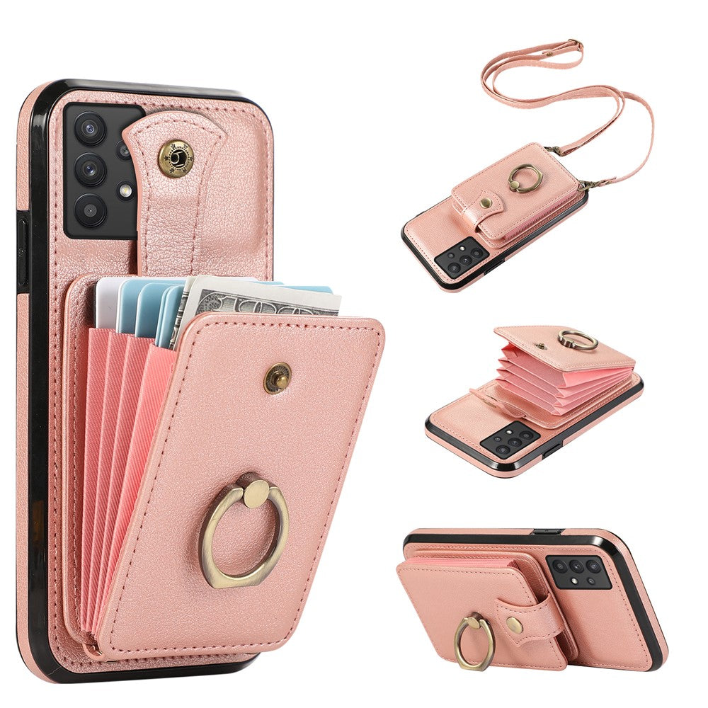 TPU+PU Leather Phone Cover for Samsung Galaxy A32 5G / M32 5G Case Card Holder Kickstand Shell