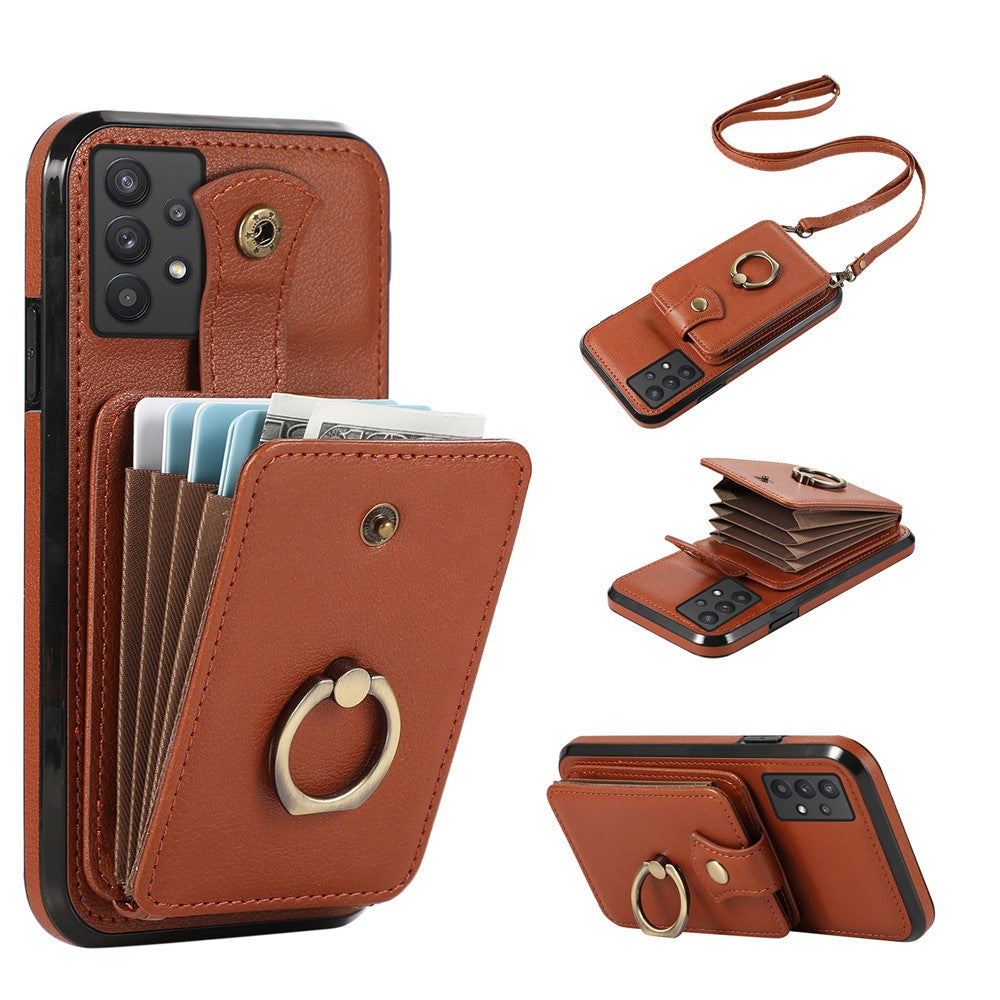 TPU+PU Leather Phone Cover for Samsung Galaxy A32 5G / M32 5G Case Card Holder Kickstand Shell