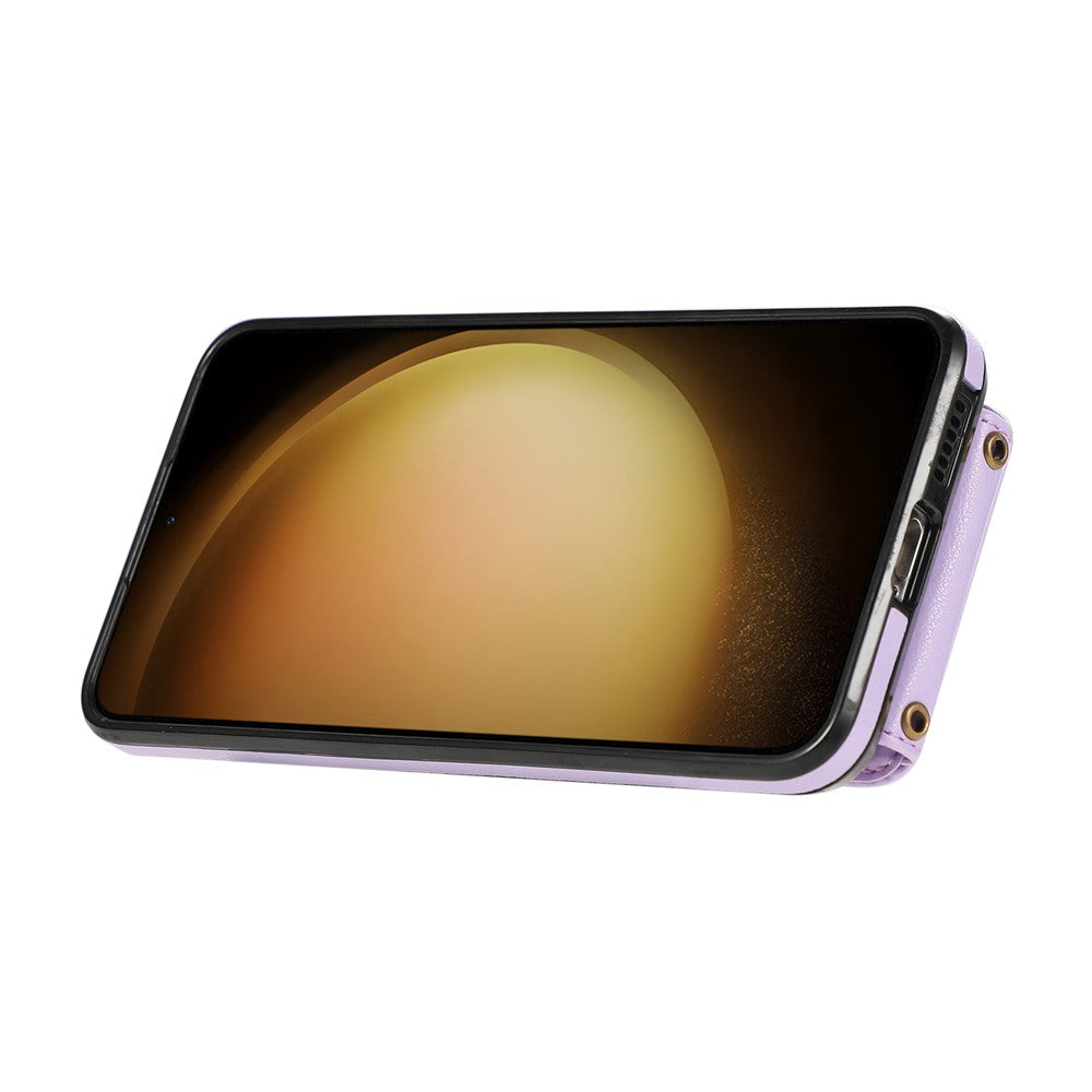 For Samsung Galaxy A24 4G (162.1 x 77.6 x 8.3mm) Case Kickstand Slim-Fit TPU+PU Leather Mobile Phone Cover
