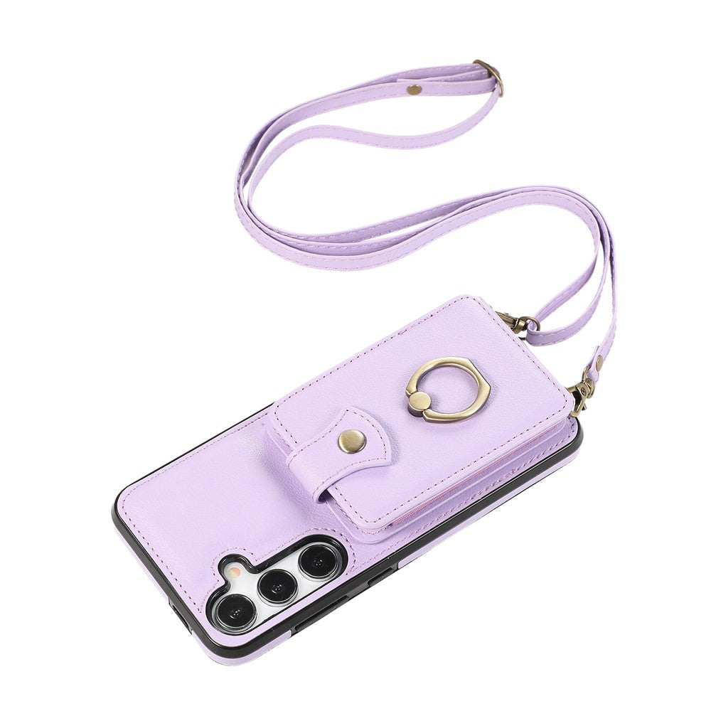 For Samsung Galaxy A24 4G (162.1 x 77.6 x 8.3mm) Case Kickstand Slim-Fit TPU+PU Leather Mobile Phone Cover