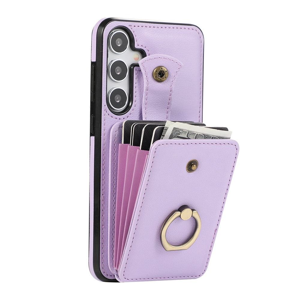 For Samsung Galaxy A24 4G (162.1 x 77.6 x 8.3mm) Case Kickstand Slim-Fit TPU+PU Leather Mobile Phone Cover