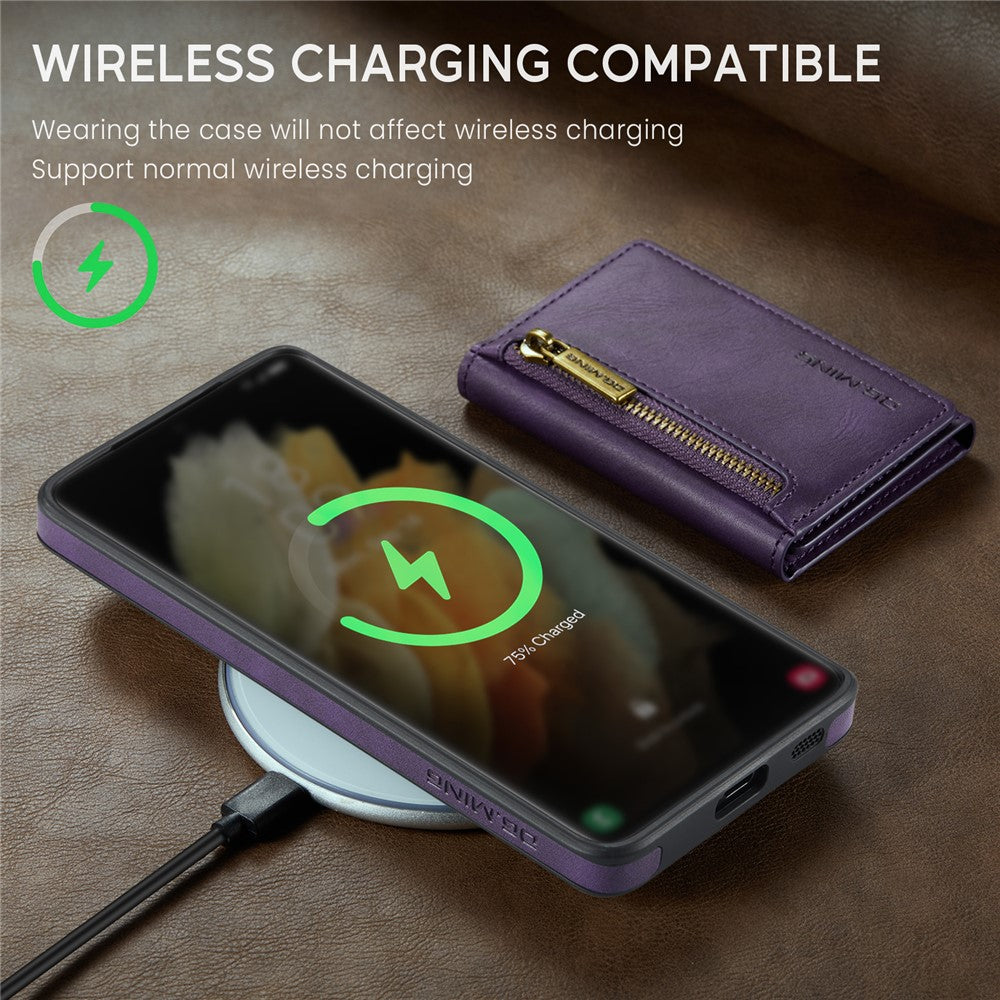 DG.MING M5-serien för Samsung Galaxy S21 Ultra 5G mobilskal med avtagbart plånboksfodral och stativ